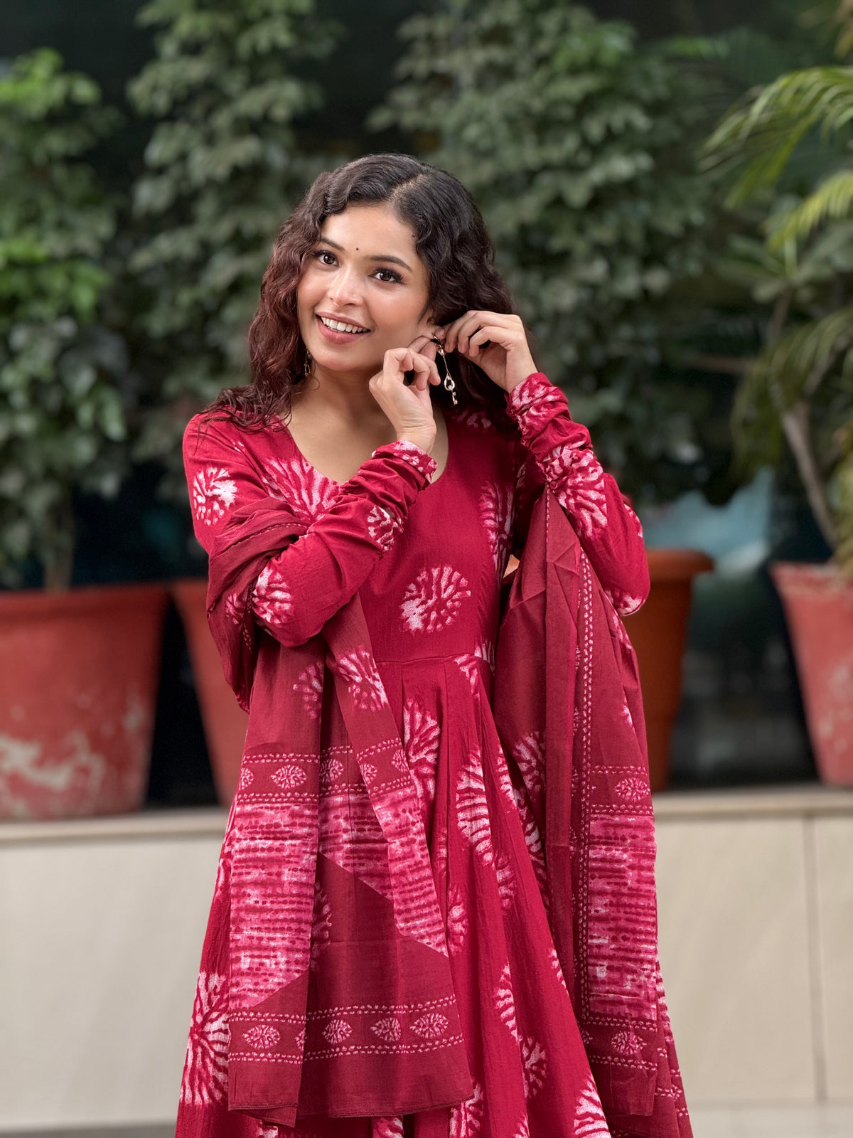 Anarkali ghera cotton suit set