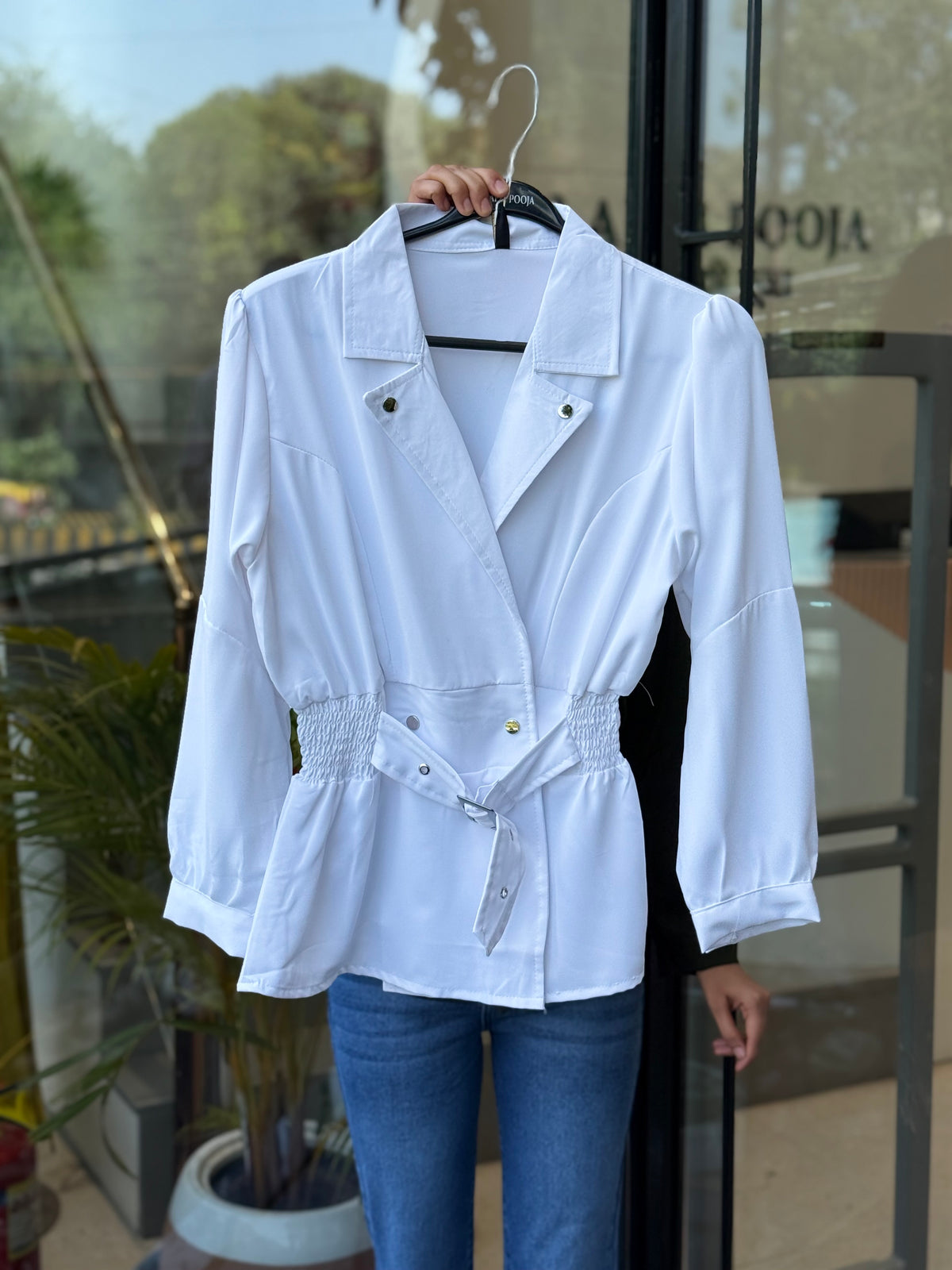 Mocha Muse Belted Top  full sleeves