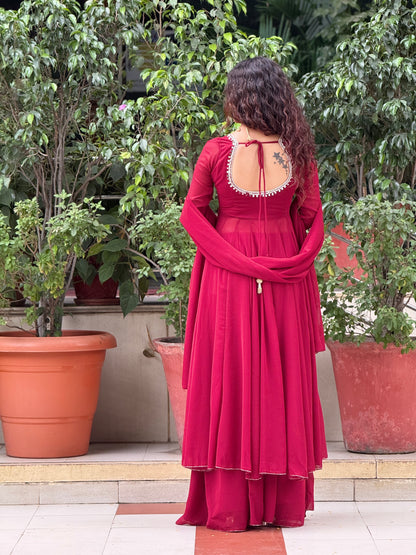 Maroon Georgette Anarkali Suit Set ✨