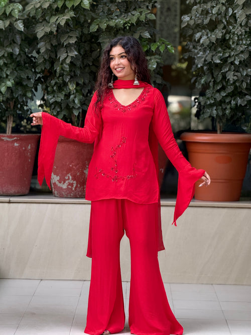 Chinon red bell bottom set