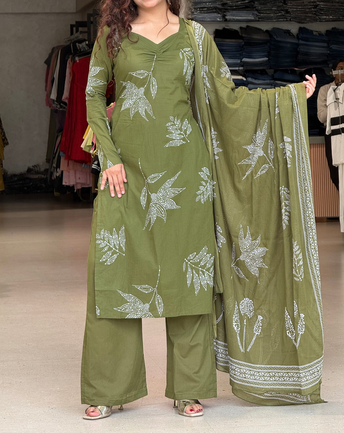 Green Full sleeves 3 piece suit set