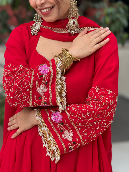 Georgette three piece anarkali suit set