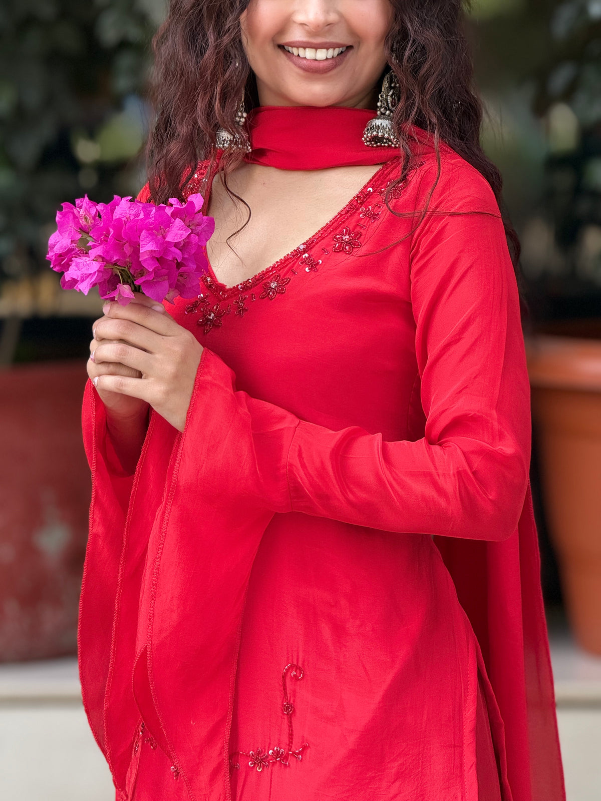 Chinon red bell bottom set