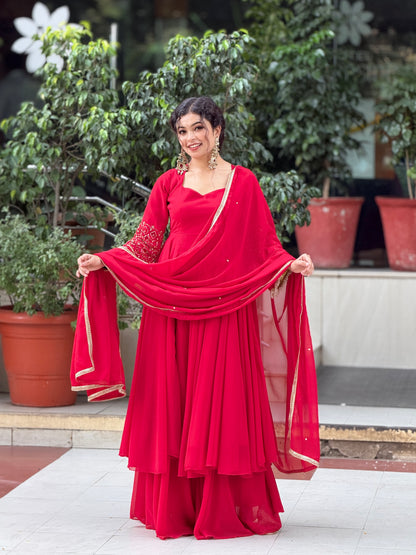 Georgette three piece anarkali suit set