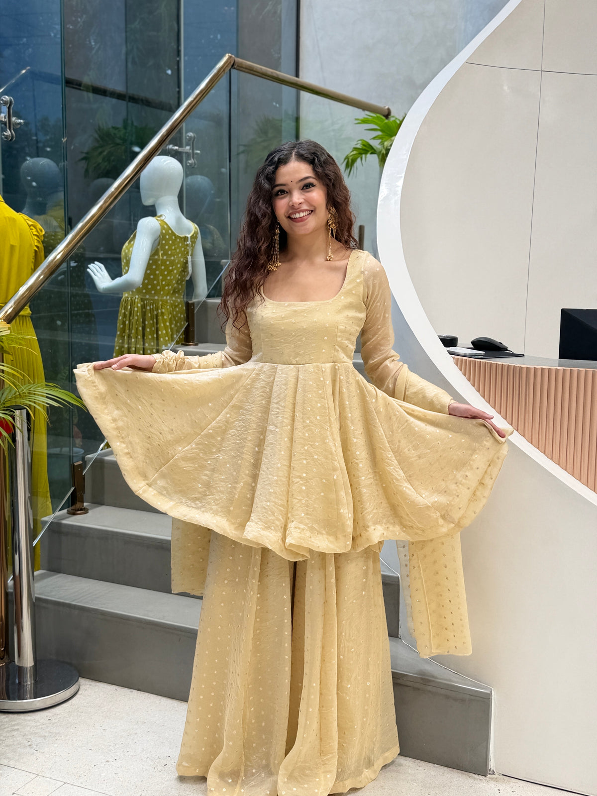 Golden Glow Sharara Elegance Ethnic Set