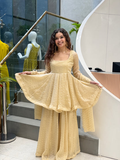 Golden Glow Sharara Elegance Ethnic Set