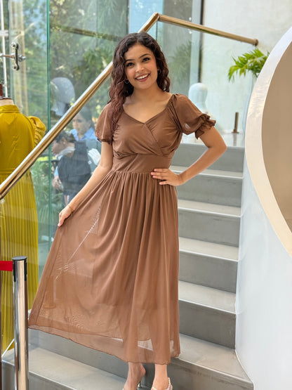“Mocha Elegance Maxi Dress