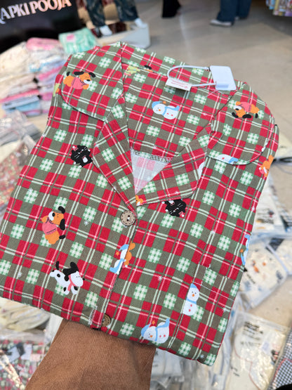 Printed Full Sleeve Shirt & Pyjama Night Suit – 2 Piece Set