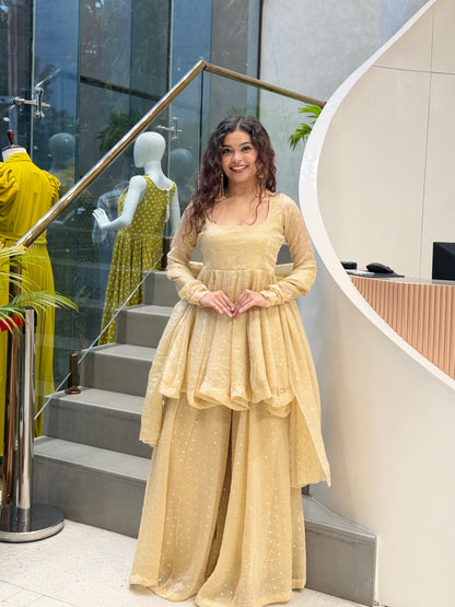 Golden Glow Sharara Elegance Ethnic Set