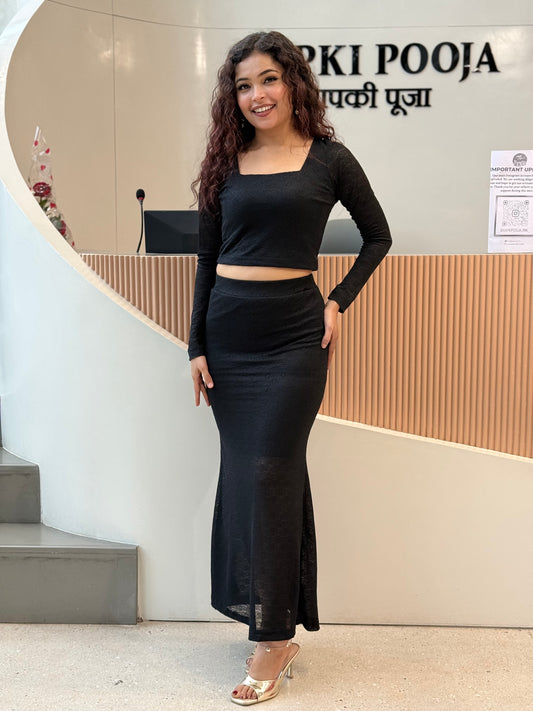 Bodycon fish cut skirt set cord 