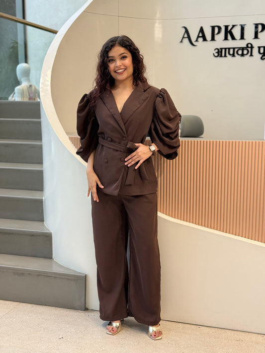Party wear, balloon, sleeves Blazer and Trousers Co-ord Set