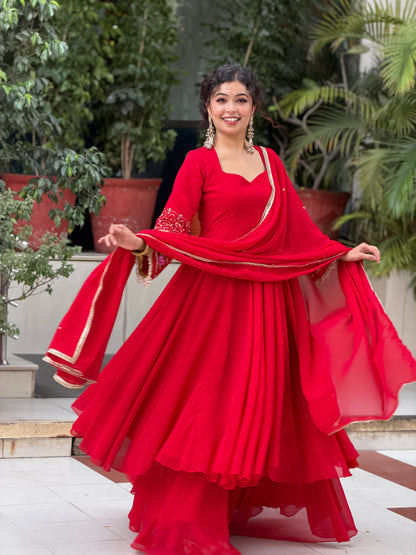 Georgette three piece anarkali suit set