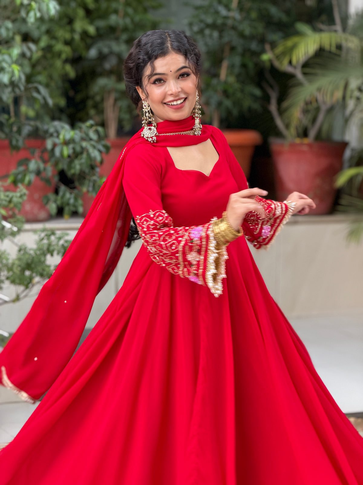 Georgette three piece anarkali suit set