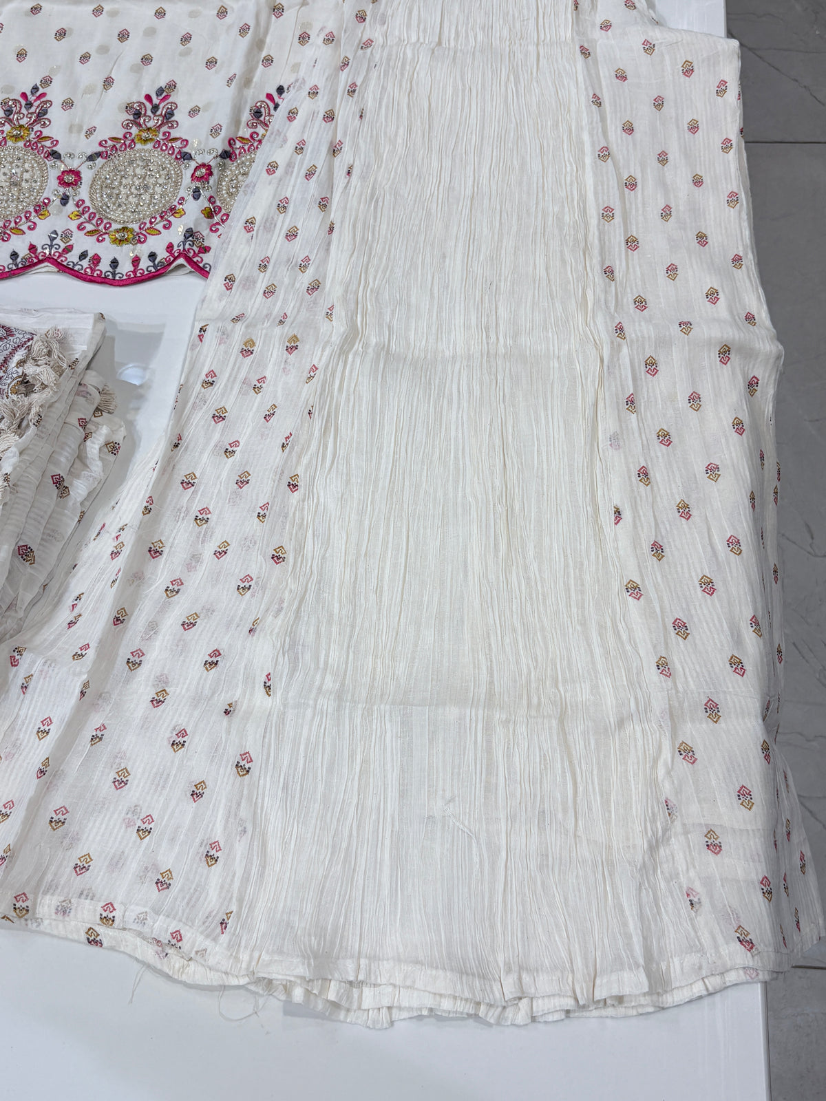 Embroidered Mirror Work Sharara Set with Dupatta